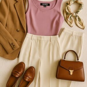 Kasper Orchid Sleeveless Shell Top Size 8P | Lined, Side Zip, Office to Evening